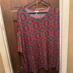 LuLaRoe Women's Size 2XL Tunic in Red and Blue Pattern